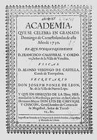 Academia, que se celebró en Granada Domingo de Carnestolendas de este año de 1730....