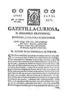 Gazetilla curiosa o Semanario Granadino. Papel XLVI