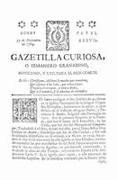 Gazetilla curiosa o Semanario granadino de 17 de diciembre de 1764 (Papel XXXVII