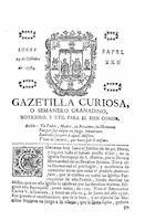 Gazetilla curiosa. Papel XXX. Lunes 29 de octubre. Año 1764