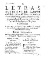 Letras de los villancicos para la festividad de los Santos Cosme y Damián (1703)