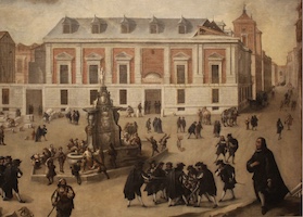 Plaza de la Villa y calle Mayor (detalle). Anónimo (entre 1676 y 1700)