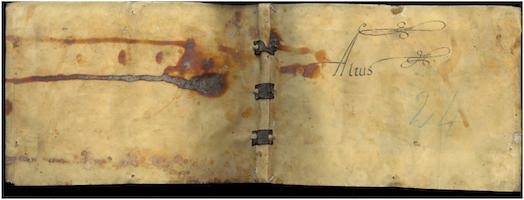 Cubiertas del librete del Altus. Sacrae cantiones quae vulgo moteta nuncupatur . (Sevilla: Martín de Montesdoca, 1555)