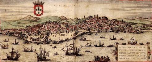 Puerto de Lisboa. Civitatis orbis terrarum (1572)
