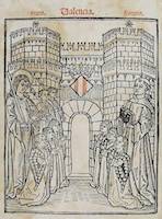 Porta de Serrans. Portada de la edición "Regiment de la Cosa Pública" (València, 1499) de Francesc Eiximenis.