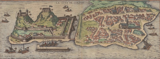 Puerto de Corfú. Civitatis orbis terrarum, vol. 2 (1575)