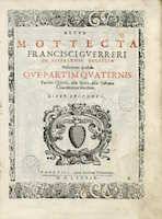 Francisco Guerrero. Mottecta (Venecia: Giacomo Vincenzi, 1589)