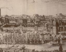 Vista del río Guadalquivir y del Arenal desde Triana (detalle de las Atarazanas). Johannes Janssonius (1617)