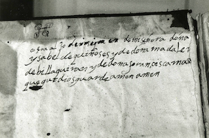 Inscripción en cubierta delantera (desaparecida en la restauración). E-Bim 1.