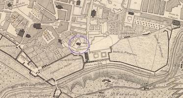 Localización del convento de Capuchinas en el Plano topográfico de la ciudad de Zaragoza... (1808-1809)