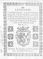 Sagrados sonorosos cánticos. Zaragoza: Francisco Revilla, 1713