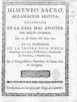 Himeneo sacro. Zaragoza: Diego de Larumbe., 1712