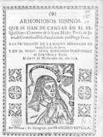 Armoniosos himnos. Zaragoza: Francisco Revilla, 1718