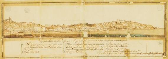 Vista panorámica de Luanda en 1755. Guilherme Paes de Menezes