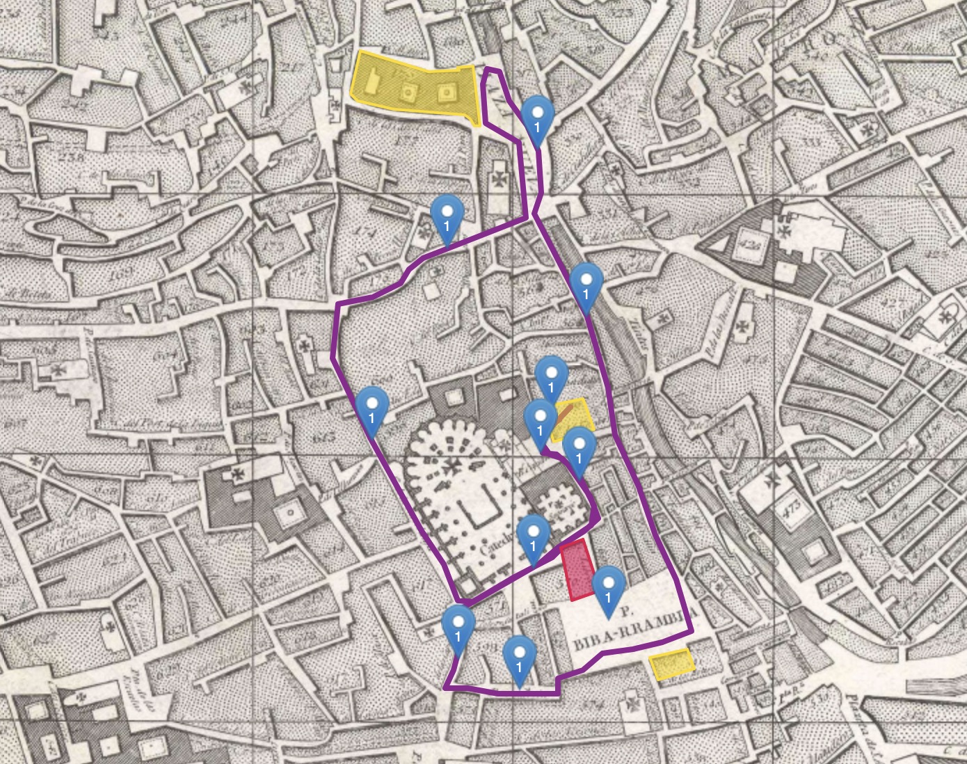 Itinerary of the proclamation of King Luis I in Granada (1724)