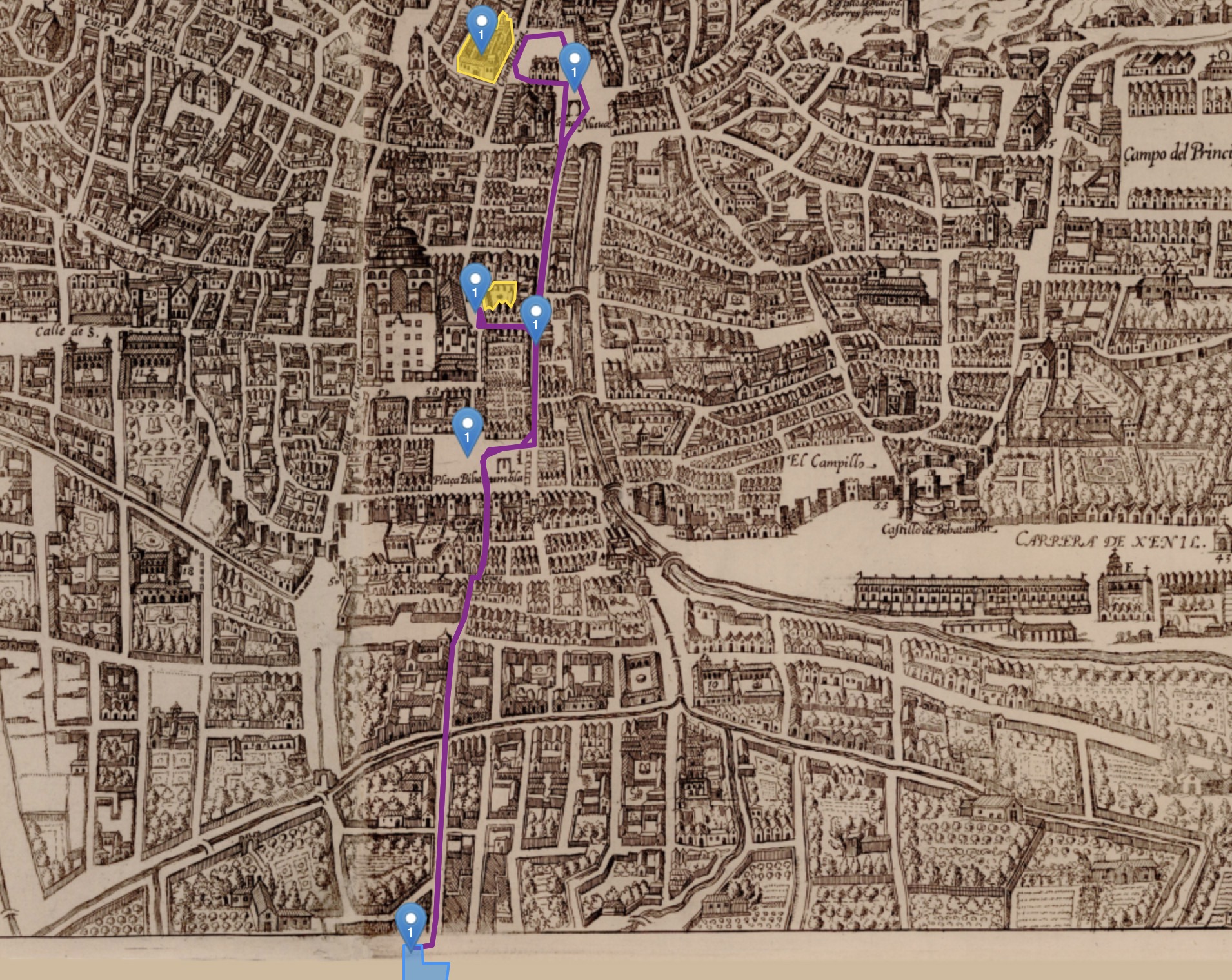 Itinerary of the proclamation of the transfer of the image of Our Lady of Grace and the Blessed Sacrament to the new temple of the Discalced Trinitarians in Granada (1635)