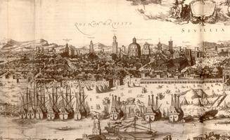 Vista del río Guadalquivir y del Arenal. Johannes Janssonius (1617)