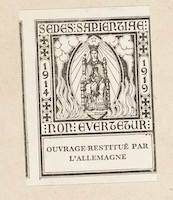 Etiqueta en guarda delantera Canticum Beatae Mariae quod magnificat nuncupator. KU Leuven Bibliotheken, sig. RC81