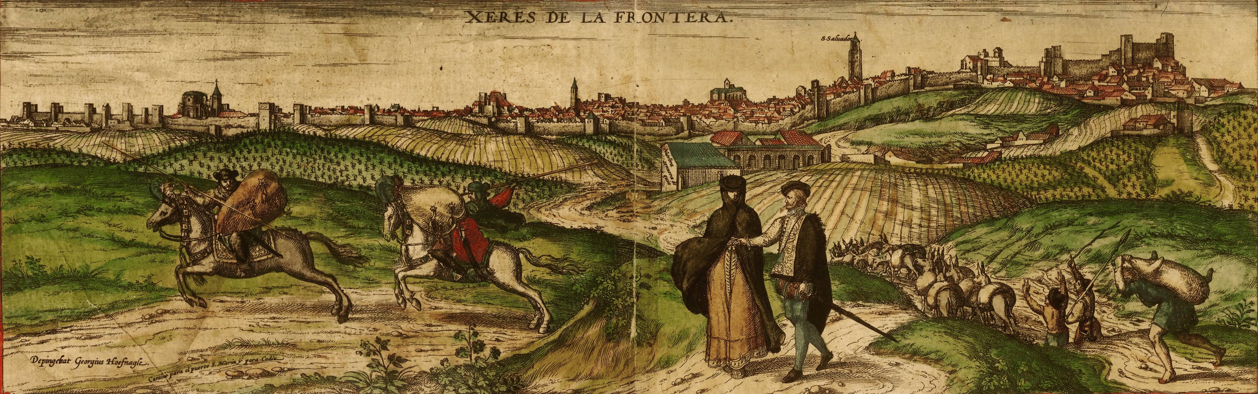 <em>Jerez de la Frontera</em>. Joris Hoefnagel. Georg Braun. <em>Civitates Orbis Terrarum</em>, vol. 2. Colonia, 1575