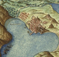Puerto de Cartagena. La descripción de España y de las costas y puertos de sus reinos, fol. 71r. Pedro Teixeira (1634)