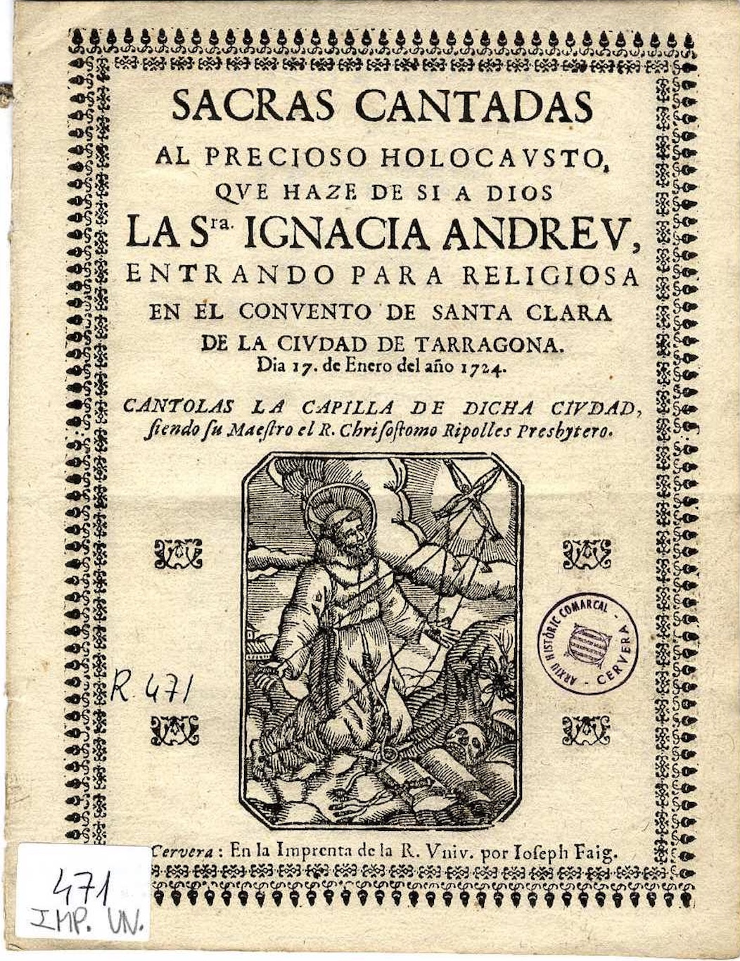 <em>Sacras cantadas... Ignacia Andreu</em> (1724)